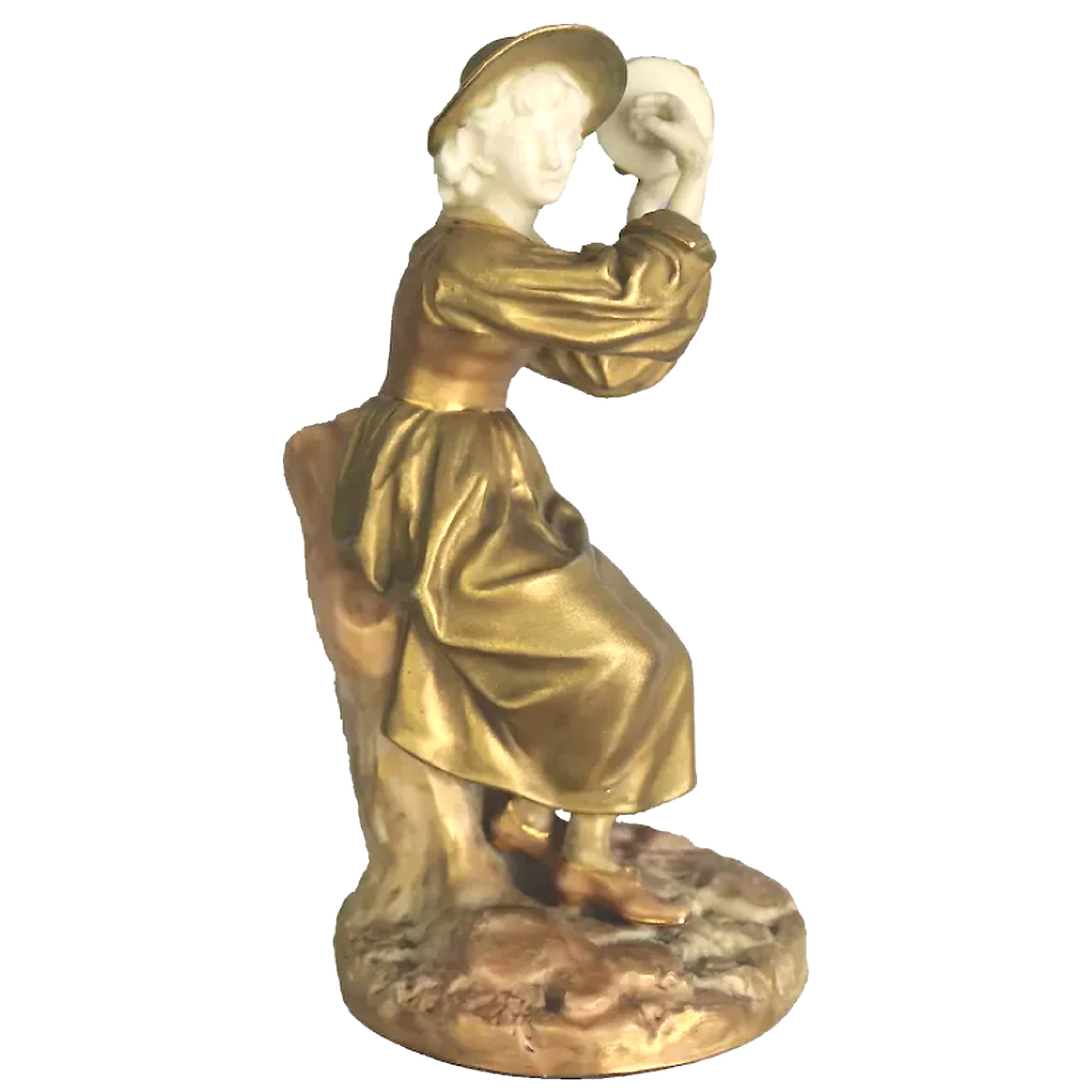 An antique Royal Worcester Porcelain gilt Figurine Phyliss No.1803 C.early 20thC