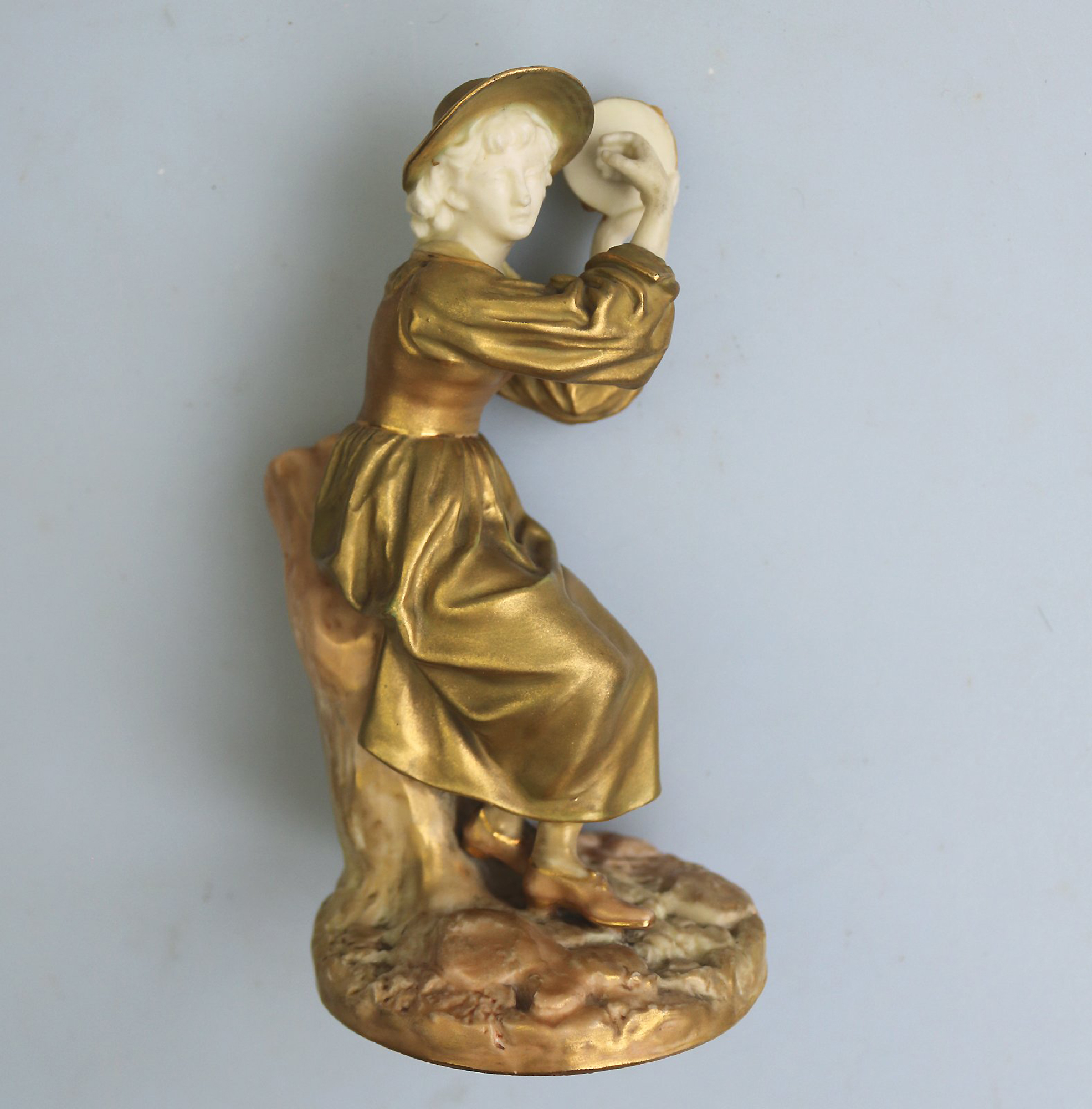 An antique Royal Worcester Porcelain gilt Figurine Phyliss No.1803 C.early 20thC
