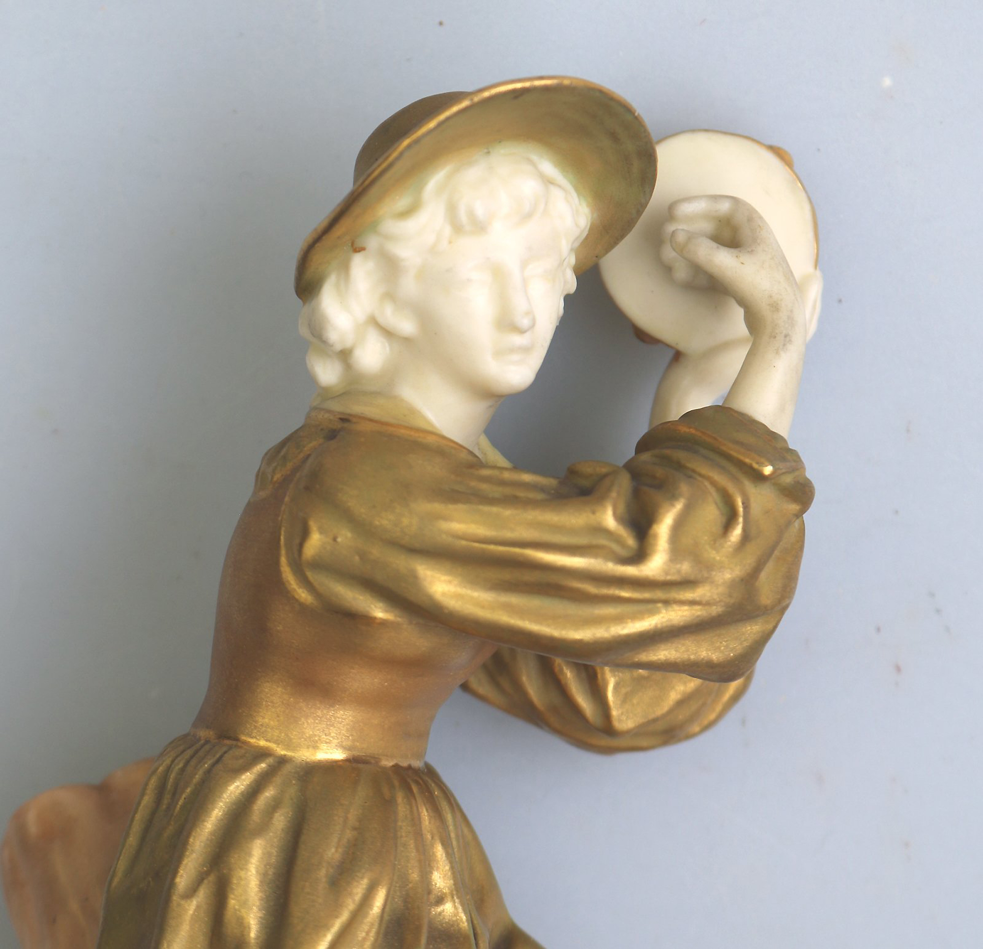 An antique Royal Worcester Porcelain gilt Figurine Phyliss No.1803 C.early 20thC