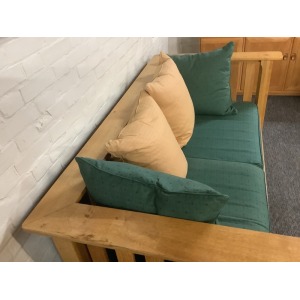 A Substantial Pair Of 3 Seater Settees In Solid English Light Oak.
