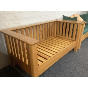 A Substantial Pair Of 3 Seater Settees In Solid English Light Oak.