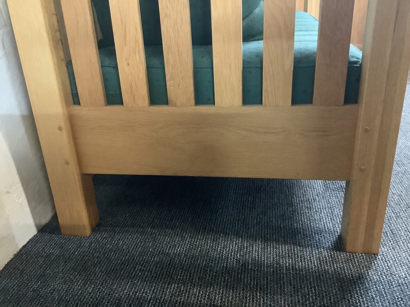A Substantial Pair Of 3 Seater Settees In Solid English Light Oak.