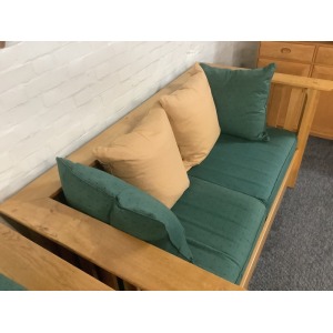 A Substantial Pair Of 3 Seater Settees In Solid English Light Oak.