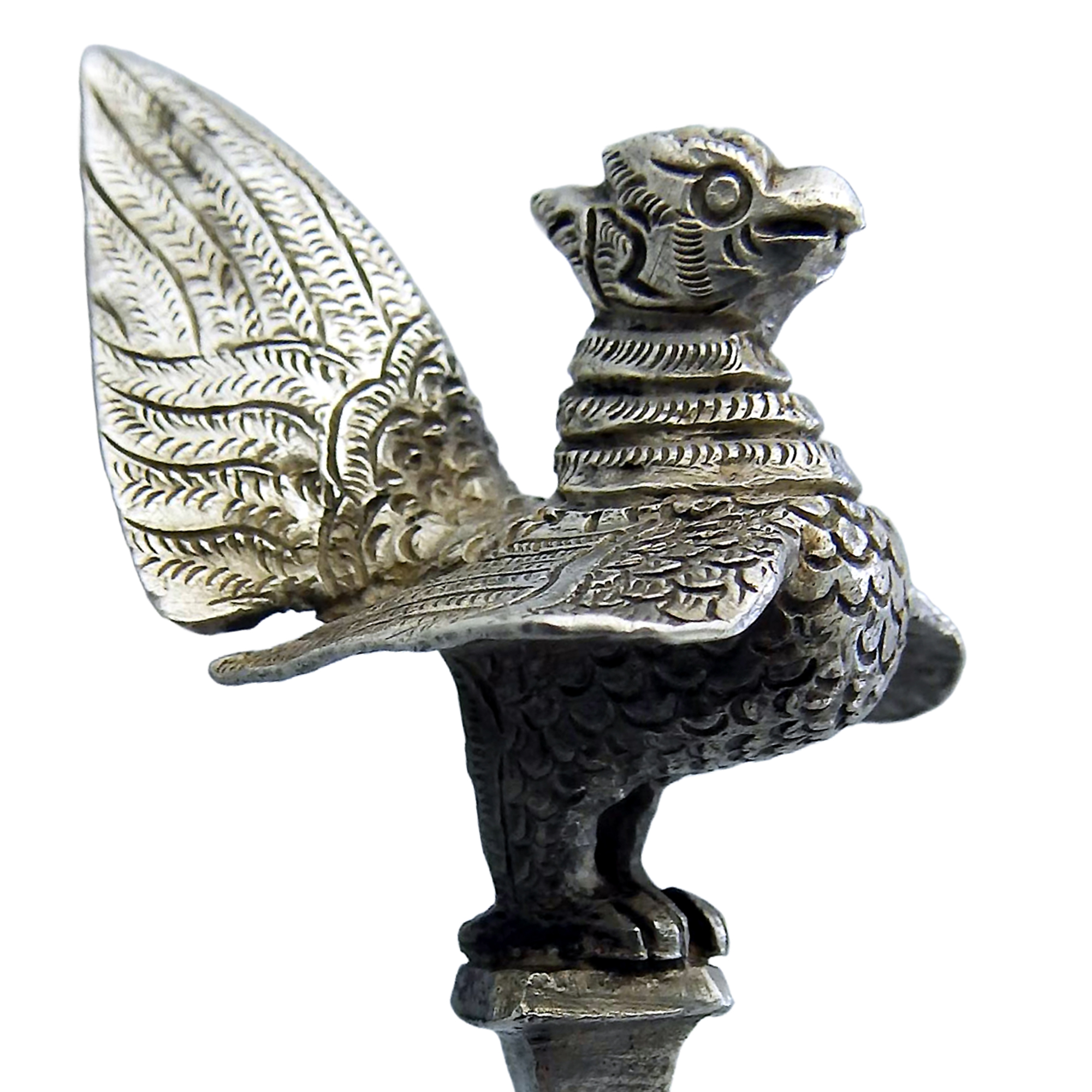 An unique & large novelty antique South Asian Bird solid silver Spoon Mould C.19thC