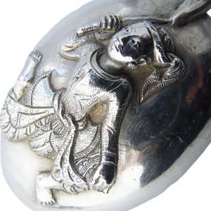 An unique & large novelty antique South Asian Bird solid silver Spoon Mould C.19thC