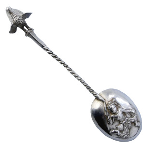An unique & large novelty antique South Asian Bird solid silver Spoon Mould C.19thC