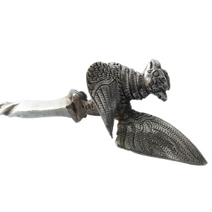 An unique & large novelty antique South Asian Bird solid silver Spoon Mould C.19thC
