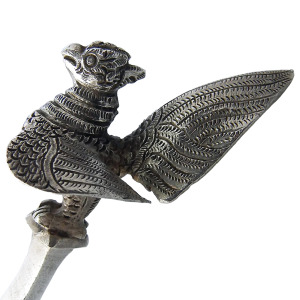An unique & large novelty antique South Asian Bird solid silver Spoon Mould C.19thC