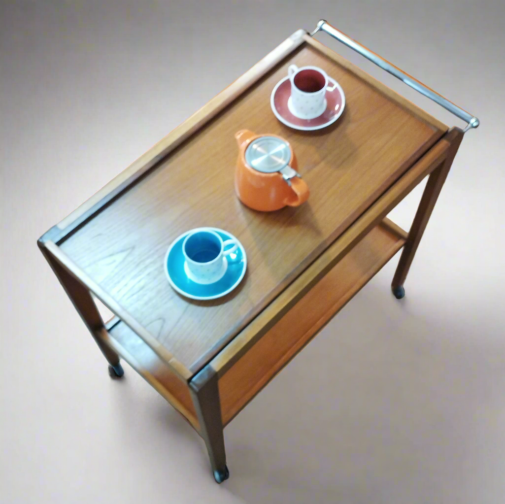 Gorgeous mid-century teak hostess/drinks trolley