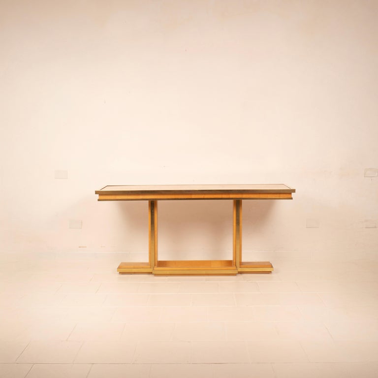 Bamboo and Brass Console Table by Giacomo Sinopoli for Lewan's Roma 1970