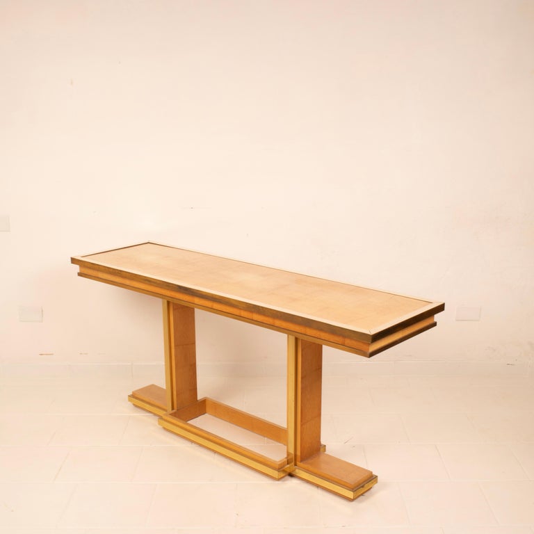 Bamboo and Brass Console Table by Giacomo Sinopoli for Lewan's Roma 1970