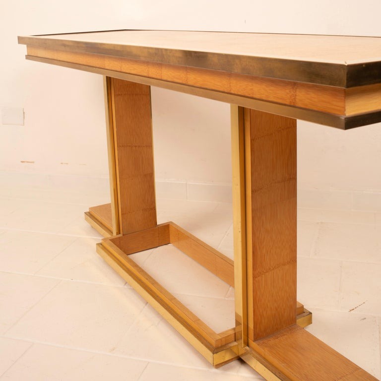 Bamboo and Brass Console Table by Giacomo Sinopoli for Lewan's Roma 1970