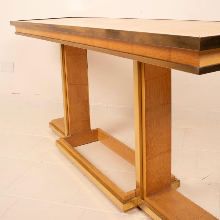 Bamboo and Brass Console Table by Giacomo Sinopoli for Lewan's Roma 1970