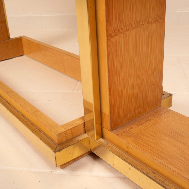 Bamboo and Brass Console Table by Giacomo Sinopoli for Lewan's Roma 1970