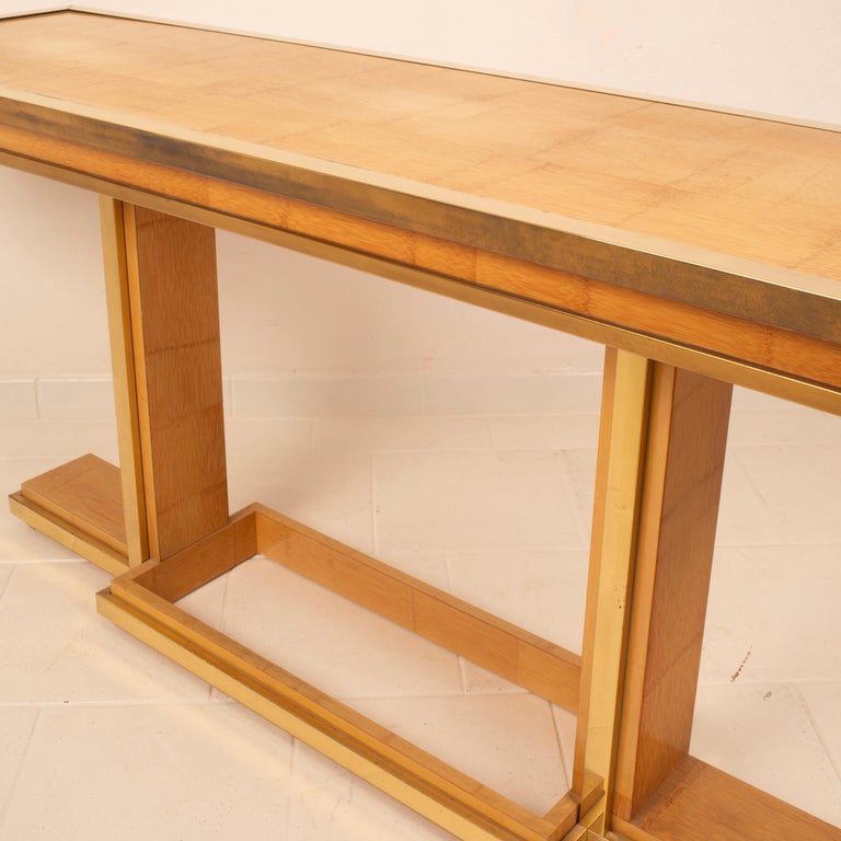 Bamboo and Brass Console Table by Giacomo Sinopoli for Lewan's Roma 1970