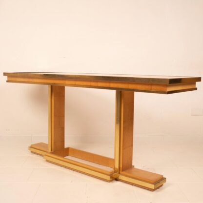 Bamboo and Brass Console Table by Giacomo Sinopoli for Lewan's Roma 1970