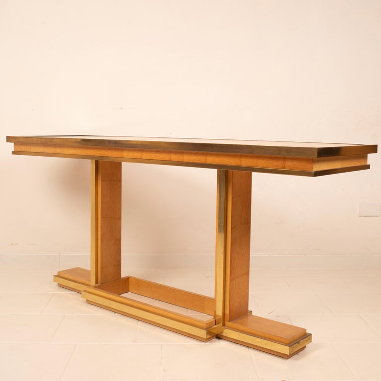 Bamboo and Brass Console Table by Giacomo Sinopoli for Lewan's Roma 1970