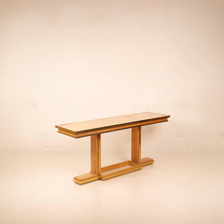 Bamboo and Brass Console Table by Giacomo Sinopoli for Lewan's Roma 1970