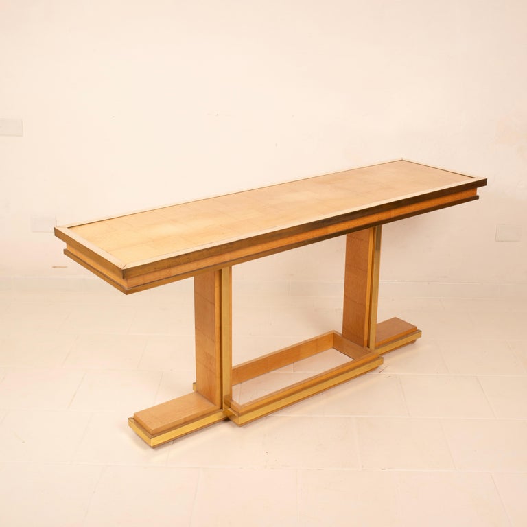 Bamboo and Brass Console Table by Giacomo Sinopoli for Lewan's Roma 1970
