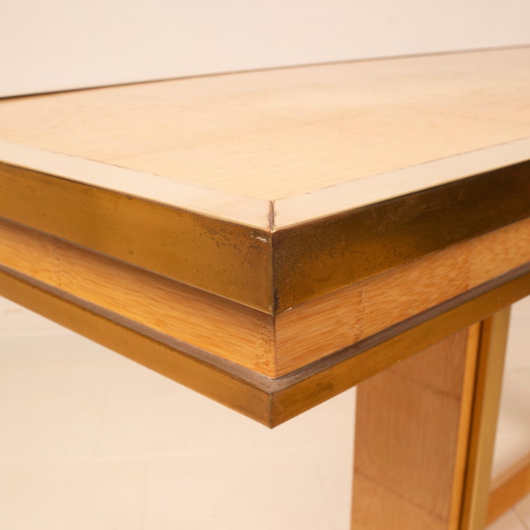 Bamboo and Brass Console Table by Giacomo Sinopoli for Lewan's Roma 1970