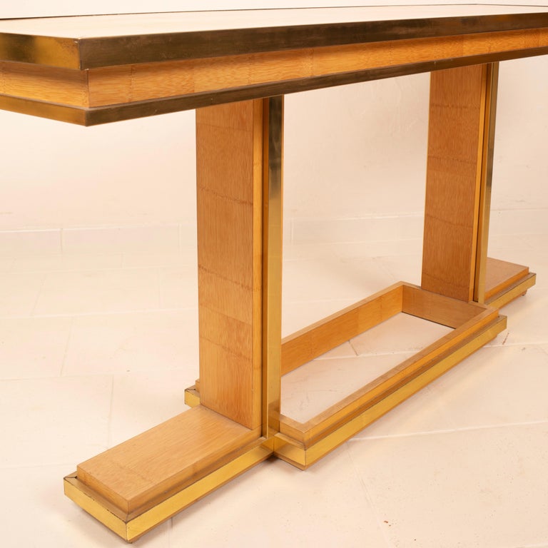 Bamboo and Brass Console Table by Giacomo Sinopoli for Lewan's Roma 1970