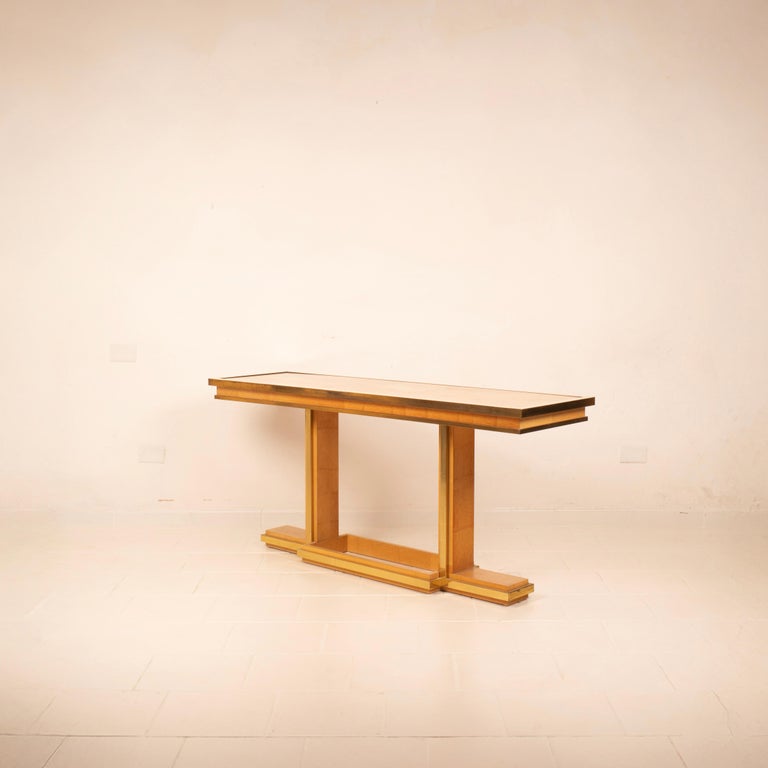 Bamboo and Brass Console Table by Giacomo Sinopoli for Lewan's Roma 1970