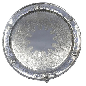 Highly unusual antique silver plated Salver with cast Zeus / Satyr heads C.1870