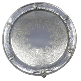 Highly unusual antique silver plated Salver with cast Zeus / Satyr heads C.1870
