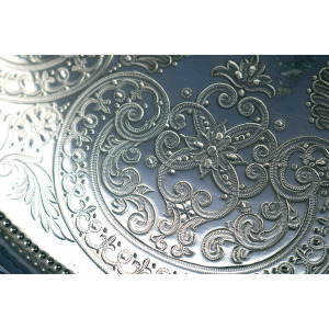 Highly unusual antique silver plated Salver with cast Zeus / Satyr heads C.1870
