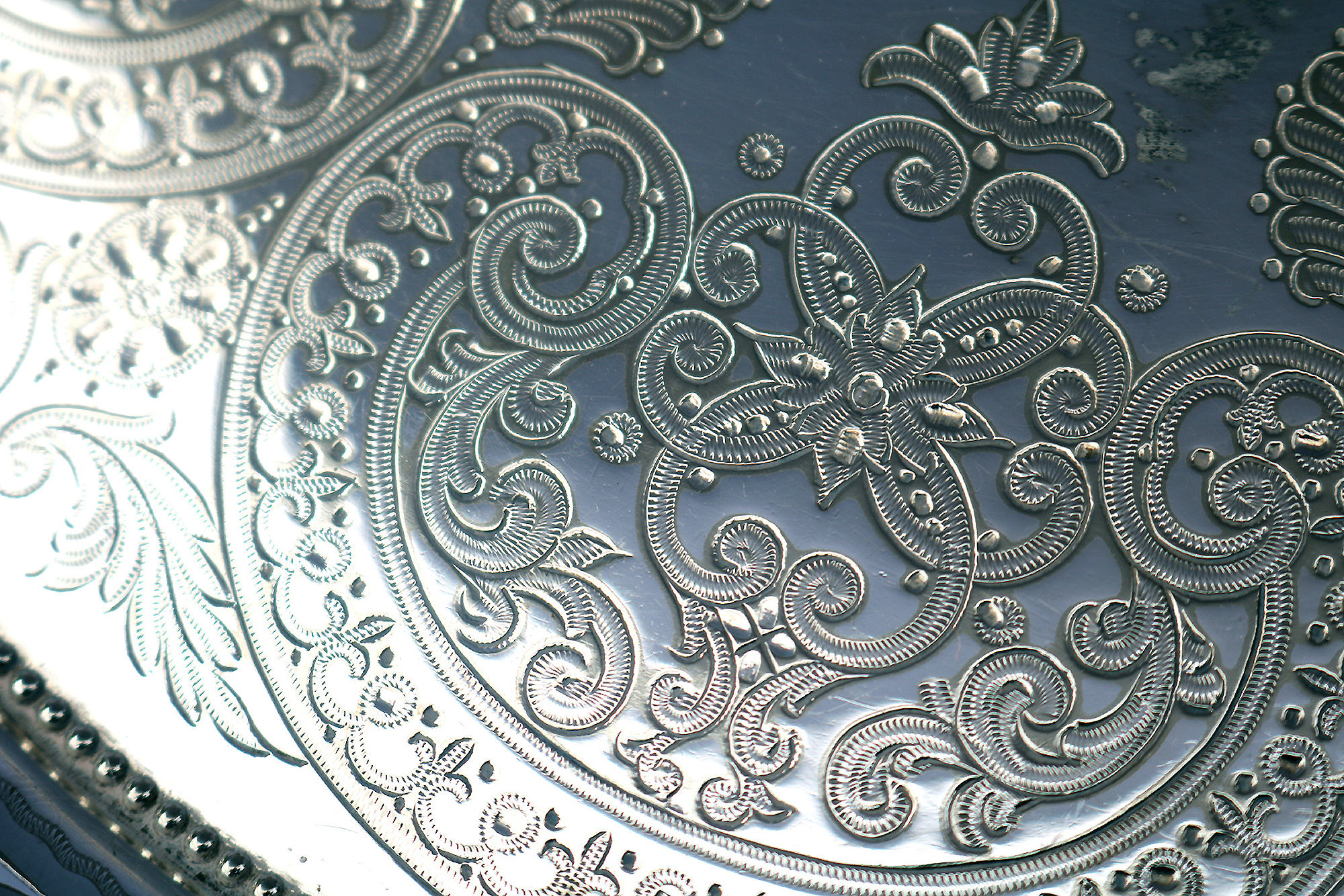 Highly unusual antique silver plated Salver with cast Zeus / Satyr heads C.1870
