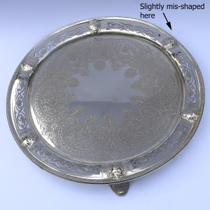 Highly unusual antique silver plated Salver with cast Zeus / Satyr heads C.1870
