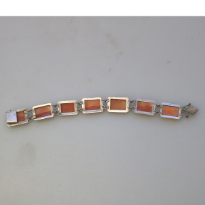 An attractive 7 panel antique 800 solid silver Cameo shell Bracelet C.1940's