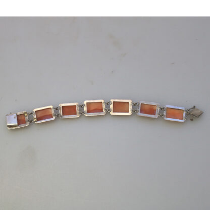 An attractive 7 panel antique 800 solid silver Cameo shell Bracelet C.1940's - Image 6