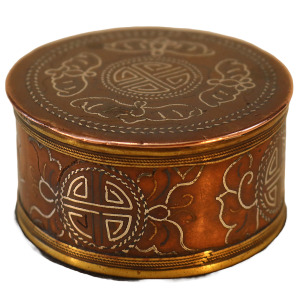 A fine antique Chinese late Qing period silver inlaid on copper Ink Box C.19thC