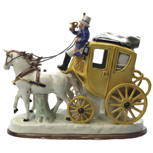 A good Porzellanfabrik Carl Schneiders ceramic Coach & Horses Figure C.20thC