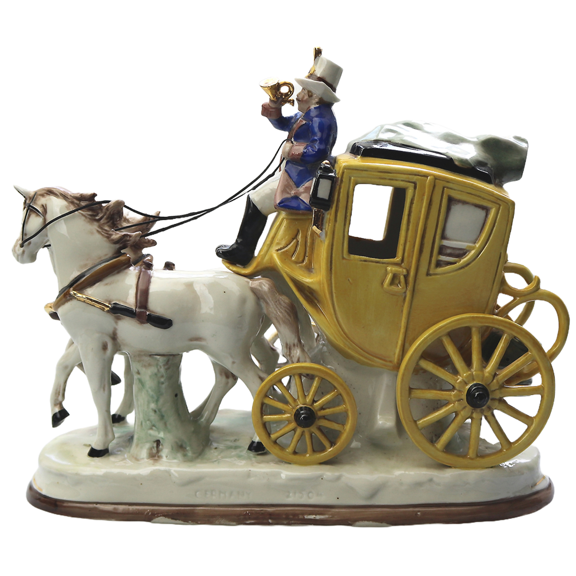 A good Porzellanfabrik Carl Schneiders ceramic Coach & Horses Figure C.20thC