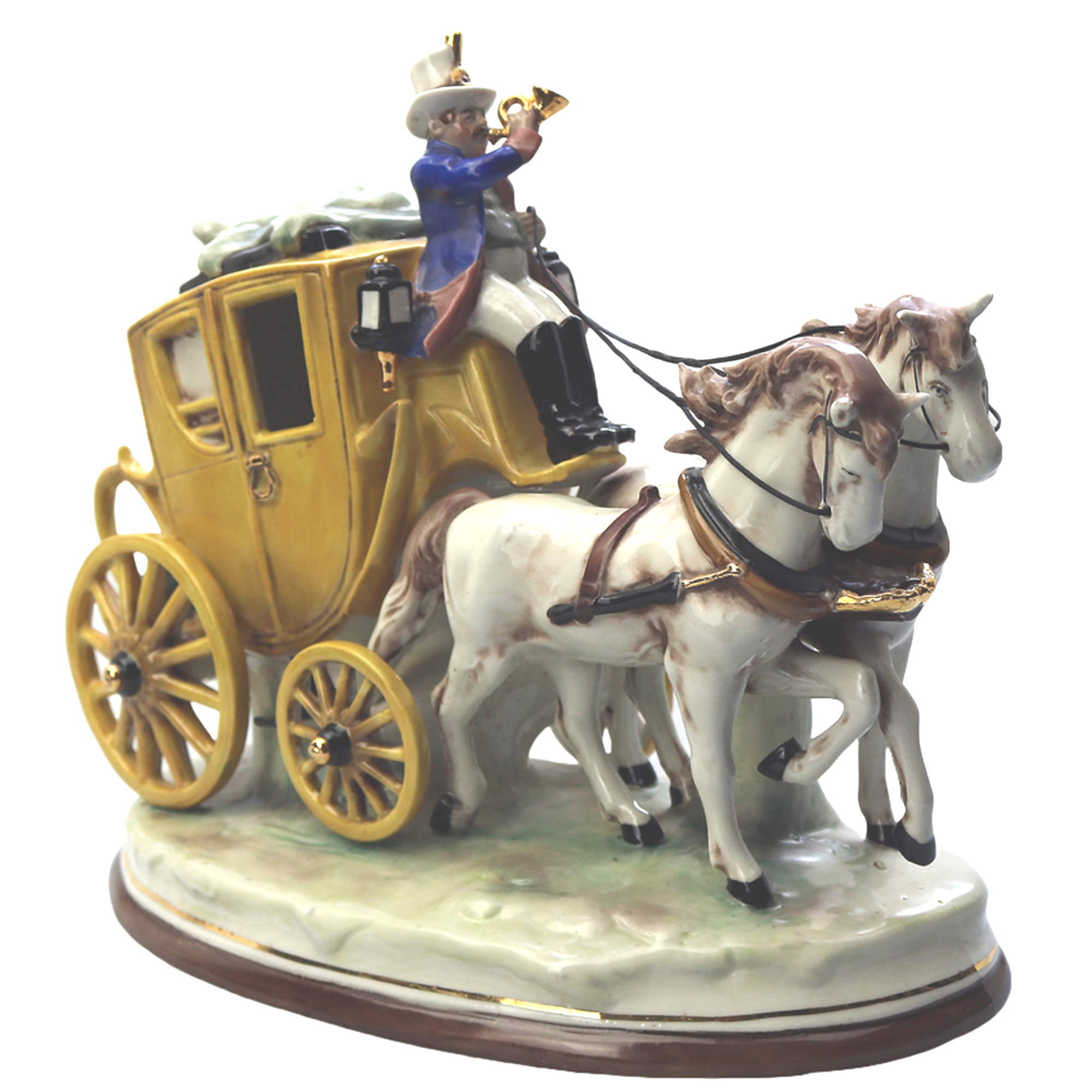 A good Porzellanfabrik Carl Schneiders ceramic Coach & Horses Figure C.20thC