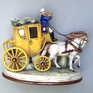 A good Porzellanfabrik Carl Schneiders ceramic Coach & Horses Figure C.20thC