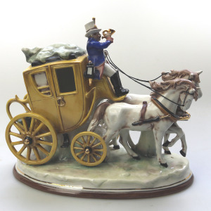 A good Porzellanfabrik Carl Schneiders ceramic Coach & Horses Figure C.20thC