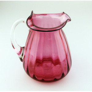 Unusual antique Victorian Art Nouveau English cranberry glass Jug 14cm C.19thC