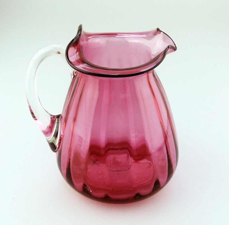 Unusual antique Victorian Art Nouveau English cranberry glass Jug 14cm C.19thC