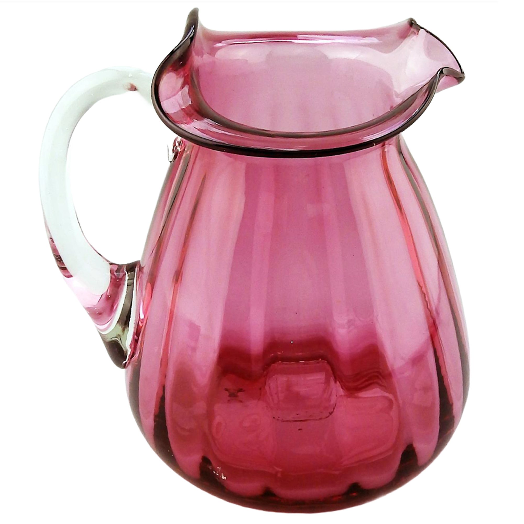Unusual antique Victorian Art Nouveau English cranberry glass Jug 14cm C.19thC