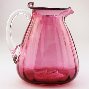 Unusual antique Victorian Art Nouveau English cranberry glass Jug 14cm C.19thC