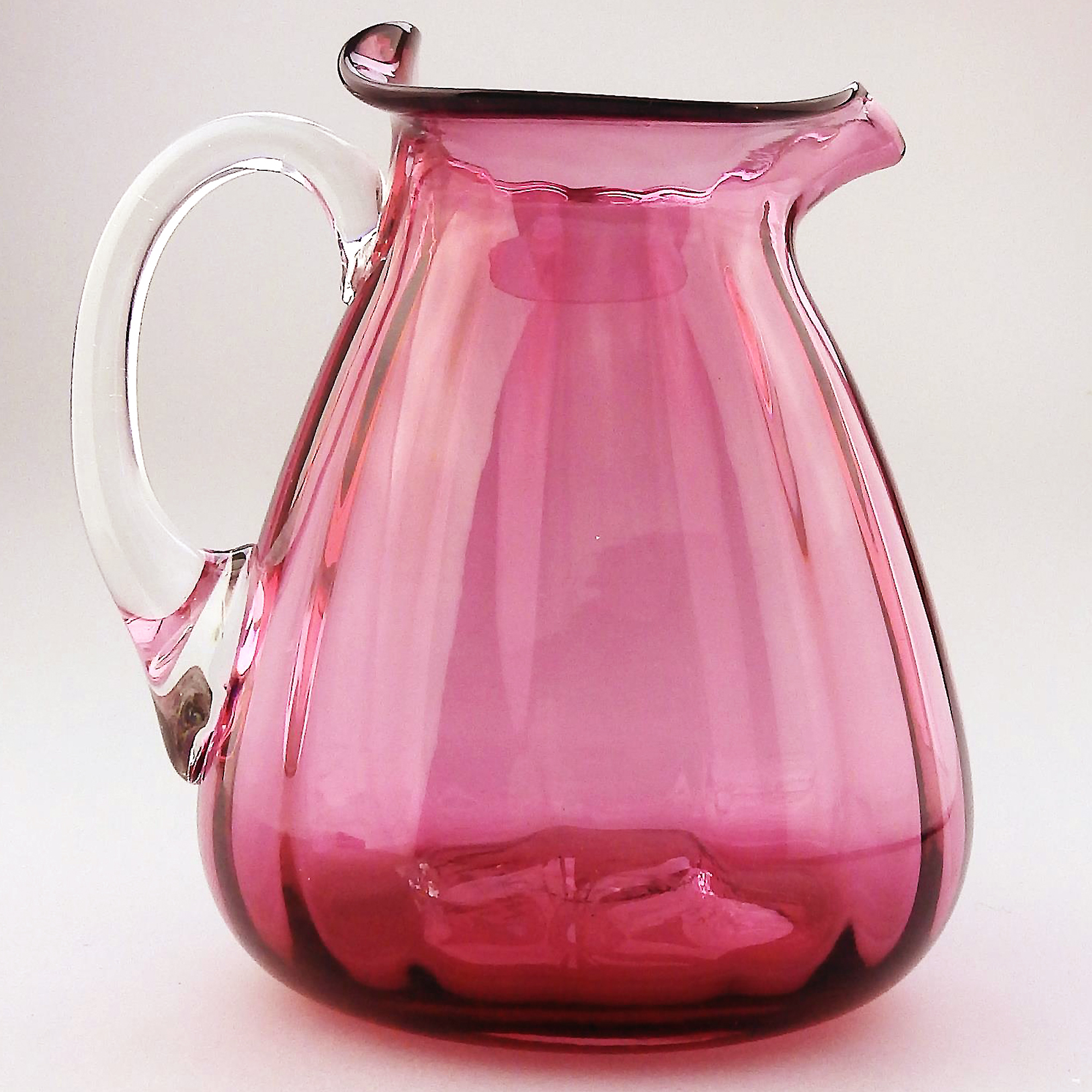 Unusual antique Victorian Art Nouveau English cranberry glass Jug 14cm C.19thC