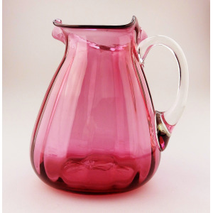 Unusual antique Victorian Art Nouveau English cranberry glass Jug 14cm C.19thC