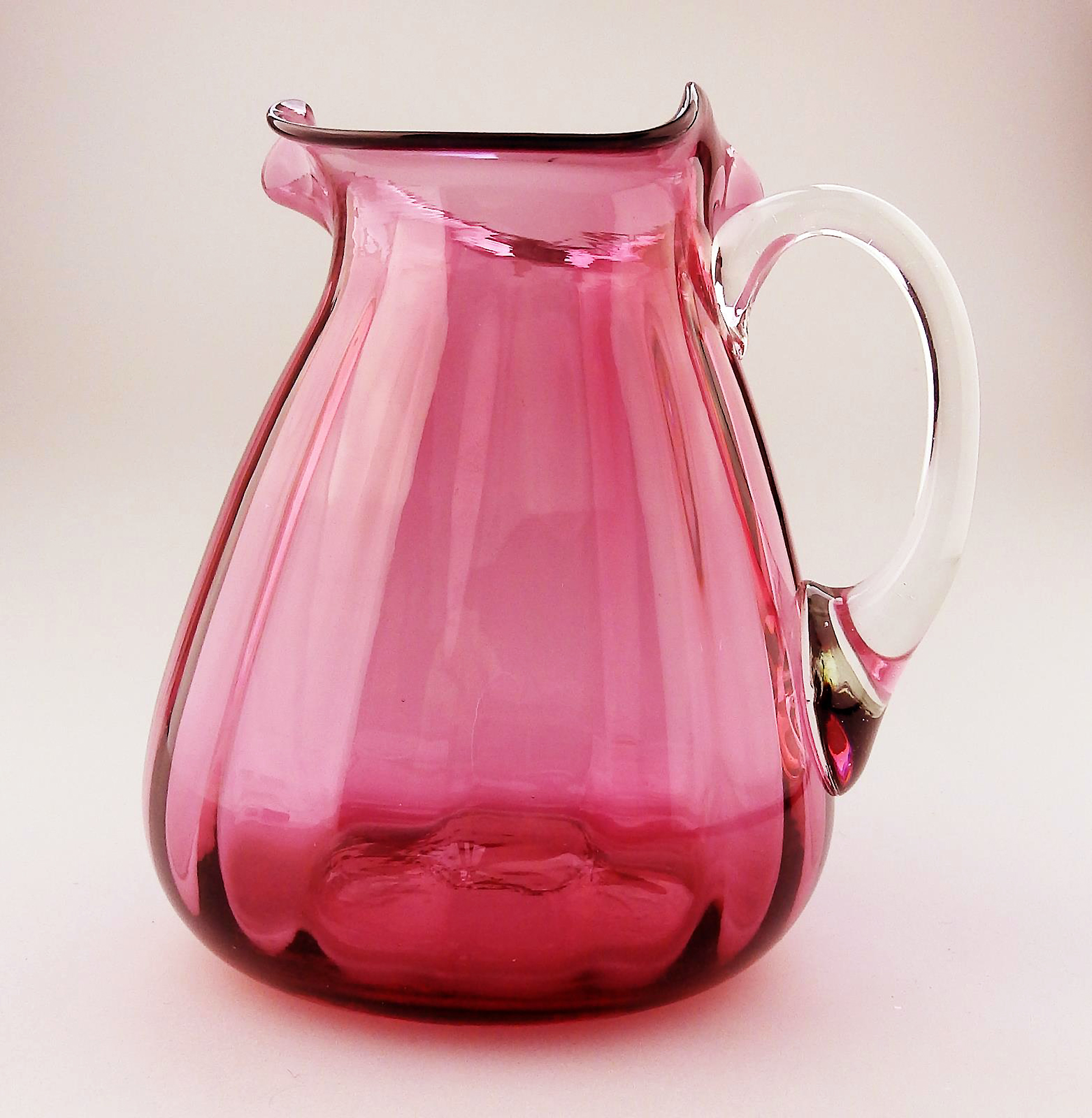 Unusual antique Victorian Art Nouveau English cranberry glass Jug 14cm C.19thC