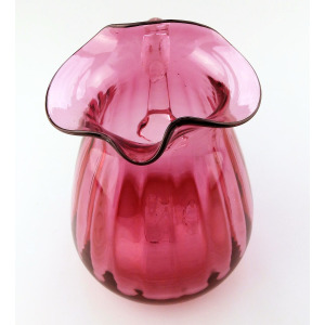 Unusual antique Victorian Art Nouveau English cranberry glass Jug 14cm C.19thC