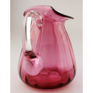 Unusual antique Victorian Art Nouveau English cranberry glass Jug 14cm C.19thC