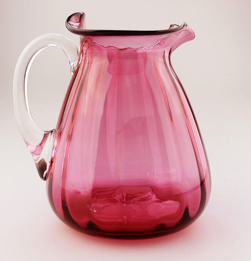 Unusual antique Victorian Art Nouveau English cranberry glass Jug 14cm C.19thC