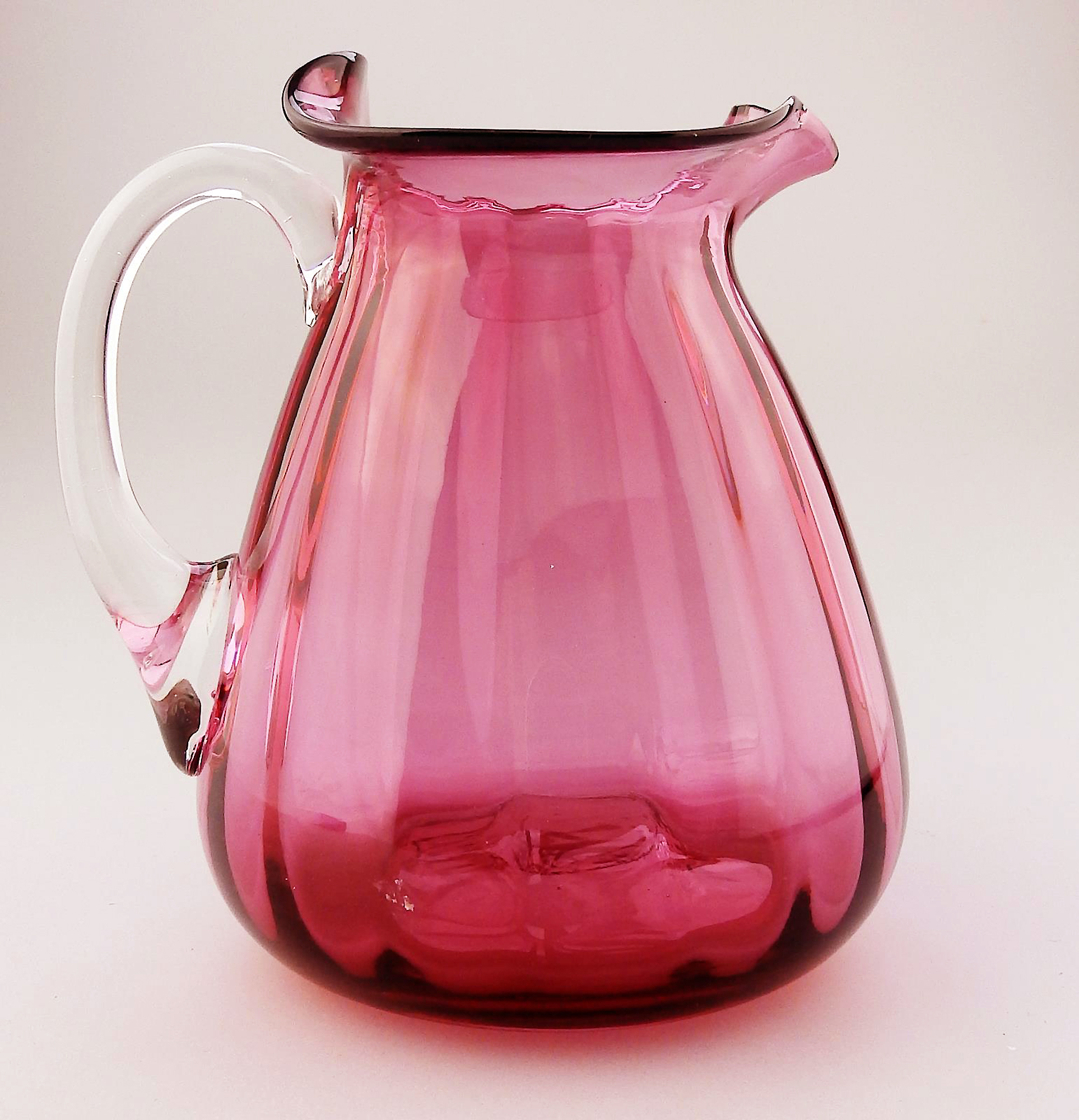Unusual antique Victorian Art Nouveau English cranberry glass Jug 14cm C.19thC
